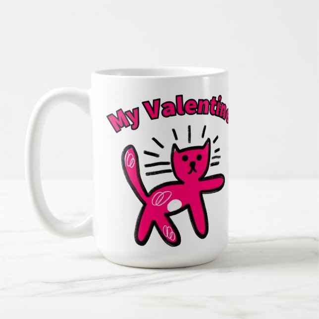 Caneca De Café Cute doodle valentine cat (Esquerda)