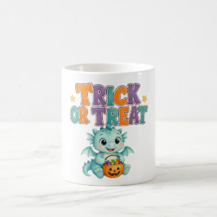 Caneca De Café Cute Dragão Azul e Abóbora Halloween