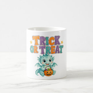Caneca De Café Cute Dragão Azul e Abóbora Halloween