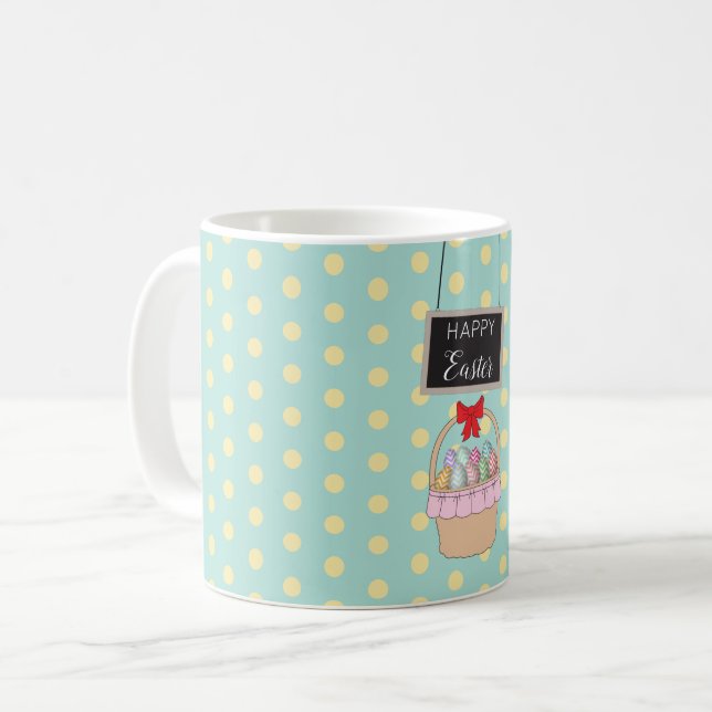 Caneca De Café Cute Easter Basket & Easter Eggs (Frente Esquerda)