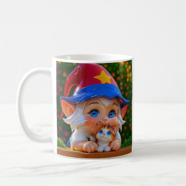 Caneca De Café Cute Elf Cat  (Esquerda)