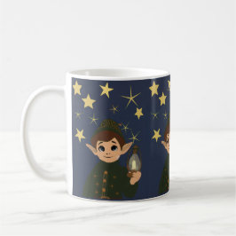 Caneca De Café Cute Elf Watcher Starry Night Christmas Mug