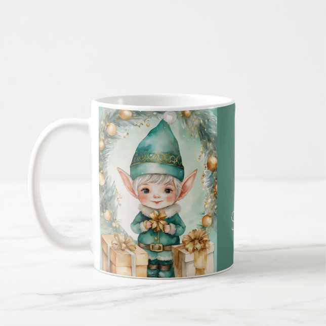 Caneca De Café Cute Elf with Christmas Presents  (Esquerda)