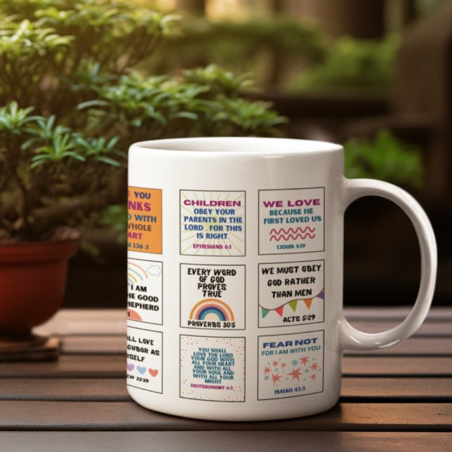 Caneca De Café Cute escritura versículo bíblico memória crianças  (Criador carregado)