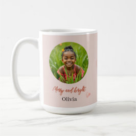 Caneca De Café Cute Feriado Rosa Coração Pintado à Mão