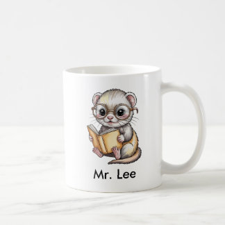 Caneca De Café Cute Ferret Reading Book Custom