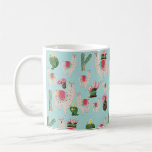 Caneca De Café Cute Fiesta Llama & Cactus Pattern