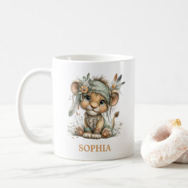 Caneca De Café Cute Floral Baby Lion Wild One 1st Birthday