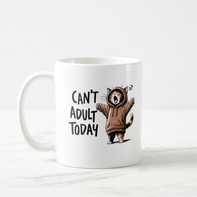 Caneca De Café Cute Funny Cat 'I can't Adult Today' Coffee Mug (Esquerda)