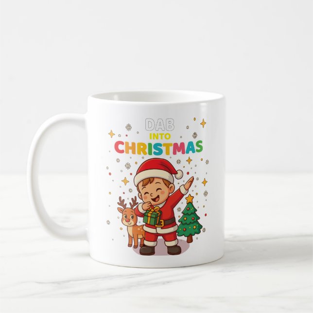 Caneca De Café Cute Funny Santa Kid Dabbing Christmas Mug with Re (Esquerda)