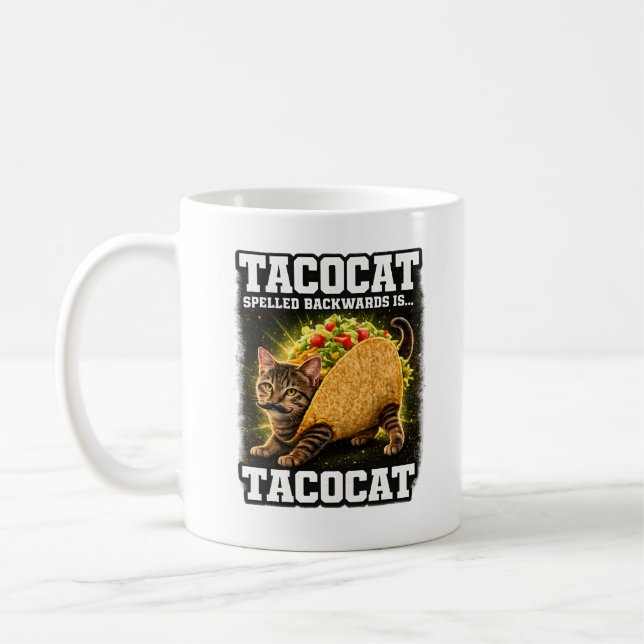 Caneca De Café Cute Funny TacoCat Spelled Backwards Coffee Mug (Esquerda)