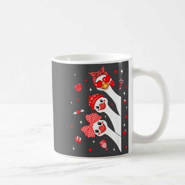 Caneca De Café Cute Funny Valentine Silly Gooses Heart Love Match (Direita)