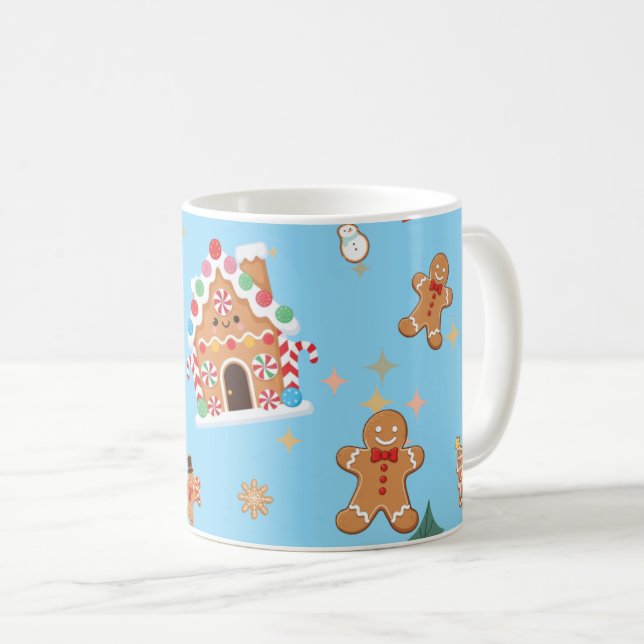 Caneca De Café Cute Gingerbread Blue (Frente Esquerda)