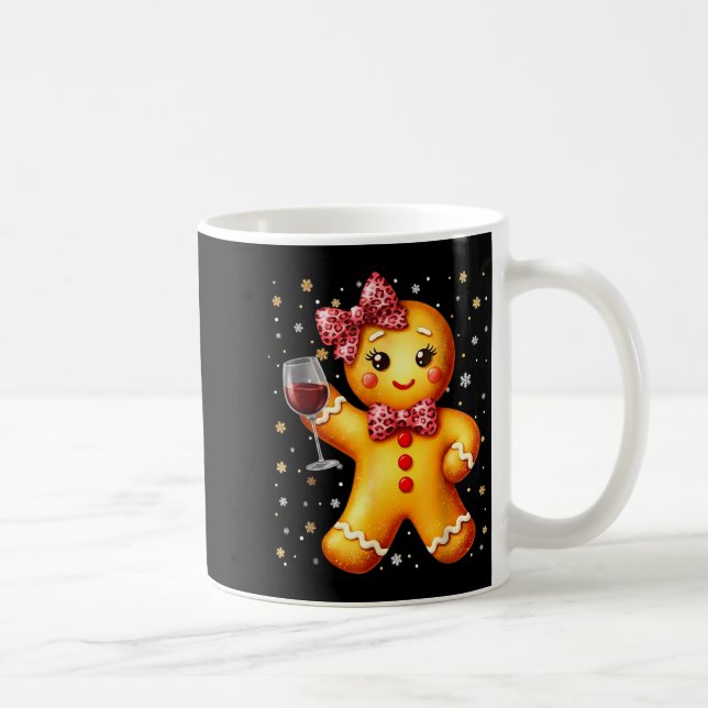 Caneca De Café Cute Gingerbread Leopard Coquette Christmas Wine X (Direita)