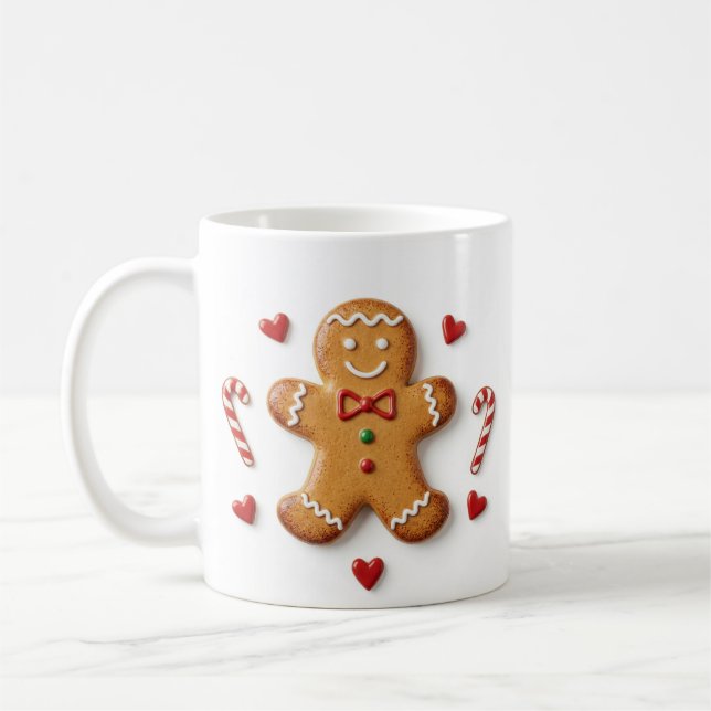 Caneca De Café Cute Gingerbread Man Christmas Mug (Esquerda)