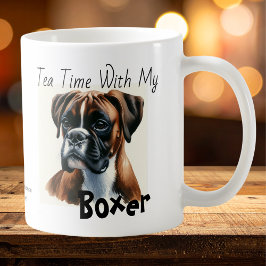 Caneca De Café Cute Gira Tempo De Chá Com Meu Boxer