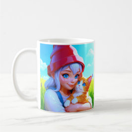 Caneca De Café Cute Girl Cat