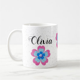 Caneca De Café Cute glitter floral blooming garden