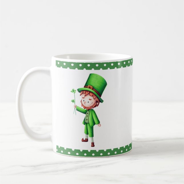 Caneca De Café Cute Green Leprechaun (Esquerda)