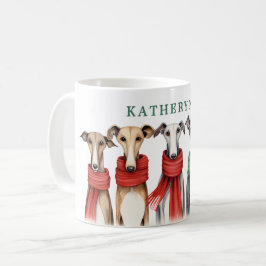 Caneca De Café Cute Greyhounds and Whippets | Cães nas escarpas