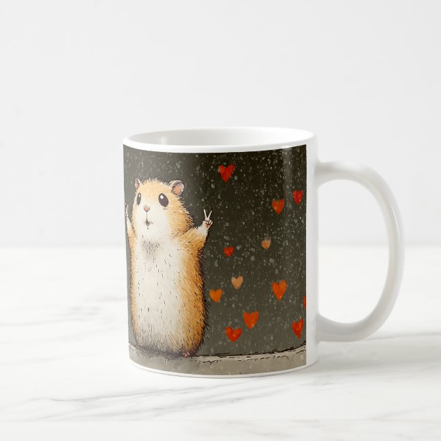 Caneca De Café Cute Hamster Love Mug | Adorable Fluffy Hamster wi (Direita)