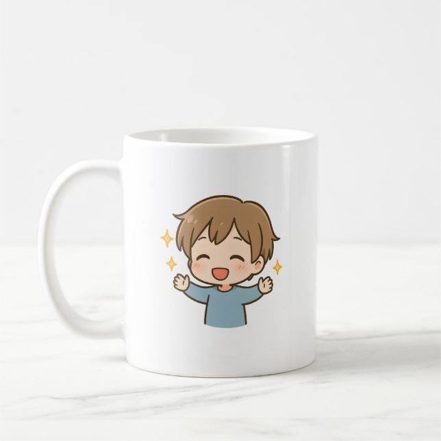 Caneca De Café Cute Happy Chibi Daily Mood Mug (Esquerda)