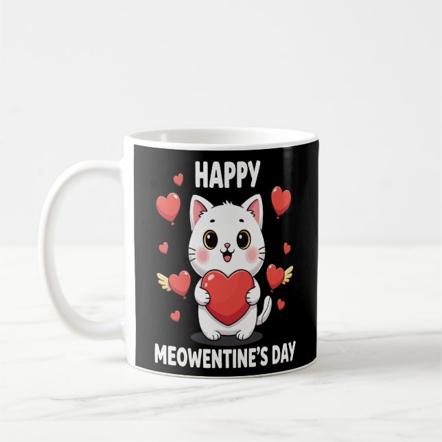 Caneca De Café Cute Happy Meowentine’s Day Coffee Mug for Cat Lov (Esquerda)