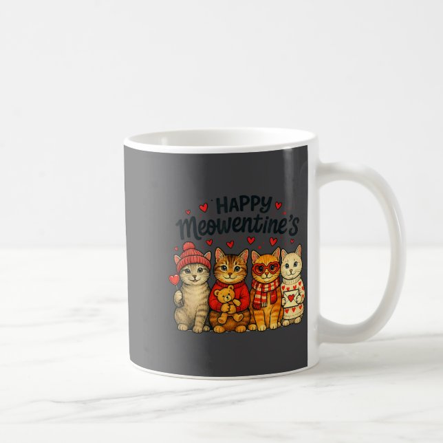 Caneca De Café Cute Happy Meowentines Valentine Cats Love Men Wom (Direita)
