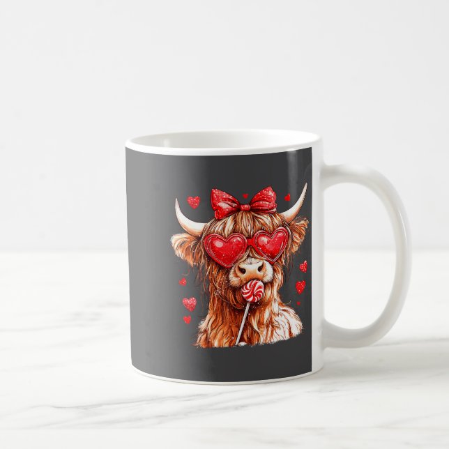 Caneca De Café Cute Highland Cow Candy Cane Heart Valentines Day  (Direita)