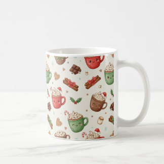 Caneca De Café Cute Hot Cocoa Pattern – Festive Illustrated Mugs