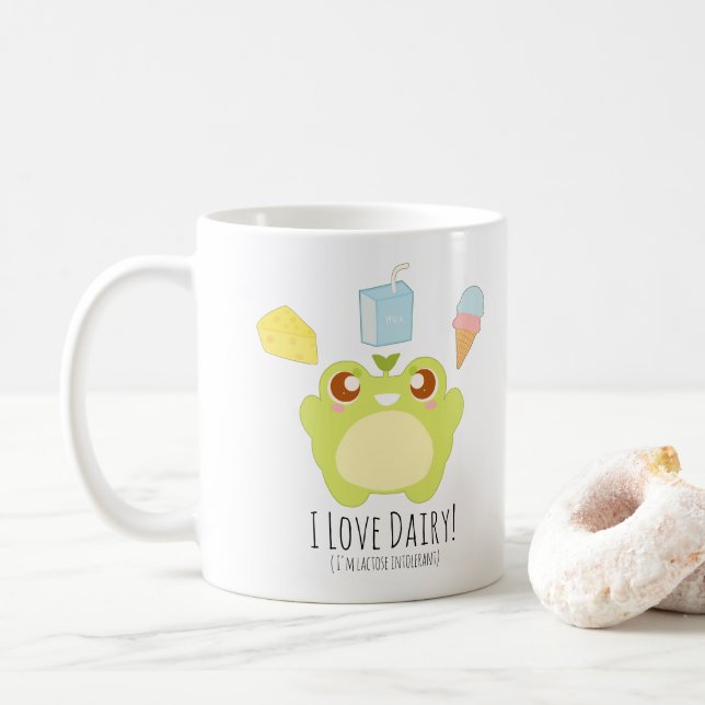Caneca De Café Cute I Love Dairy Treats Sapo (Com Donut)
