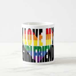 Caneca De Café Cute I Love My Namorada Rainbow Heart