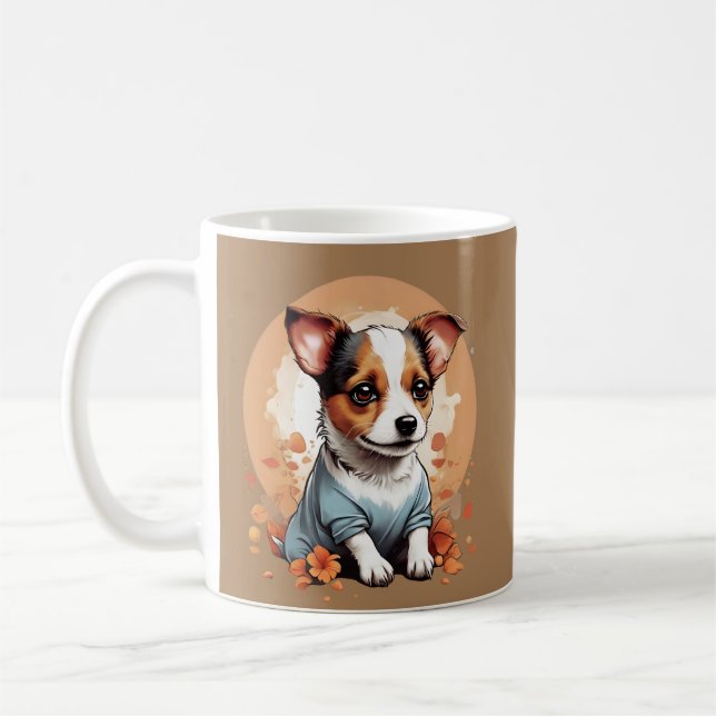 Caneca De Café Cute Jack Russell Puppy (Esquerda)