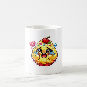 Caneca De Café Cute Kawaii Cupcake Triste Chorando com Adesivo Qu