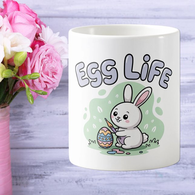 Caneca De Café Cute Kawaii Egg Life Easter Bunny Illustration (Criador carregado)