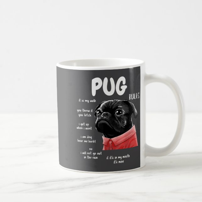 Caneca De Café Cute Kawaii Funny Black Pug Dog Rules Men Women Ki (Direita)