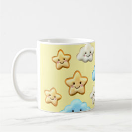 Caneca De Café Cute Kawaii Happy Clouds & Stars Pattern Baby 