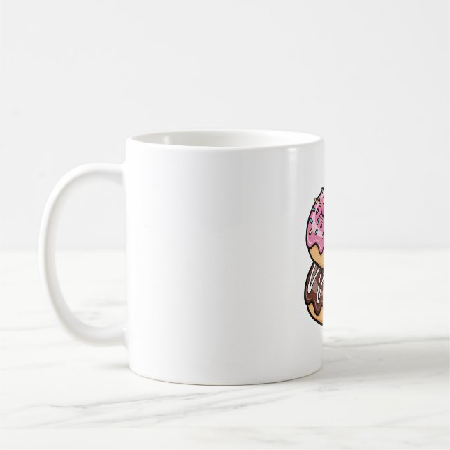 Caneca De Café Cute Kawaii Stacked Donuts Illustration (Esquerda)