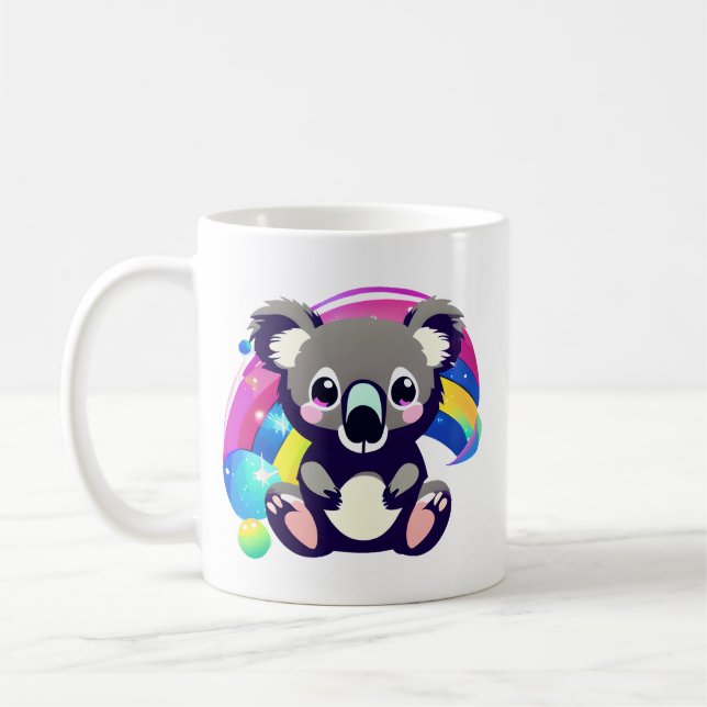 Caneca De Café Cute Koala Bear e Rainbow Personalizados (Esquerda)