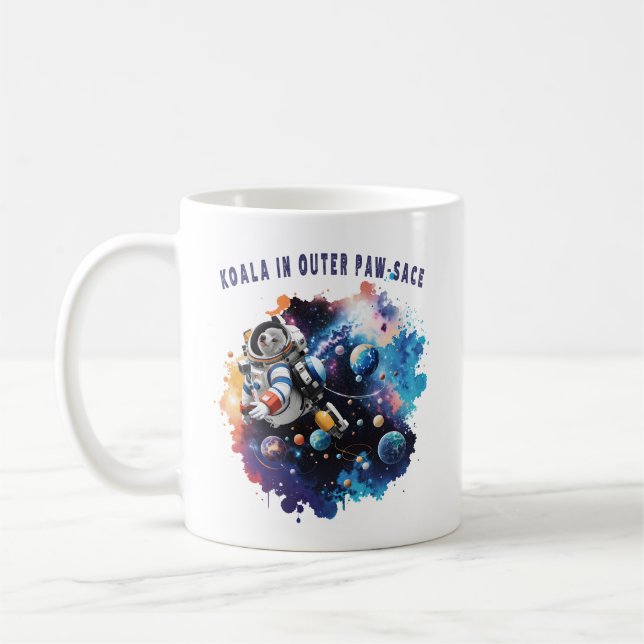 Caneca De Café Cute Koala no Outer Paw-sace, Astronauta de Koala (Esquerda)