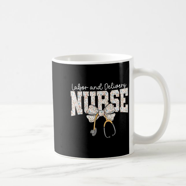 Caneca De Café Cute Labor And Delivery Nurse Stethoscope Coquette (Direita)