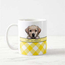 Caneca De Café Cute Labrador Puppy Best Dog Mom Yellow Gingham