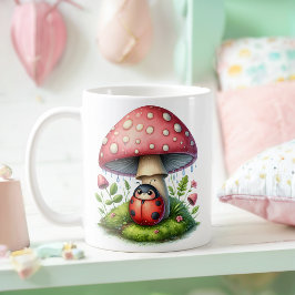 Caneca De Café Cute Ladybug Sob O Guarda-Chuva
