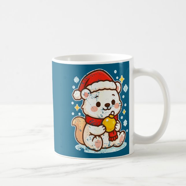 Caneca De Café Cute Lar Bear Winter With Santa Hat  (Direita)
