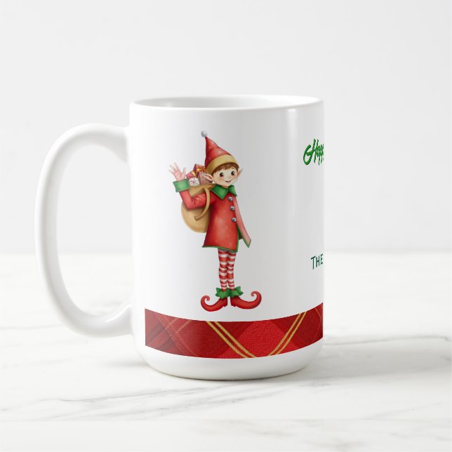 Caneca De Café Cute Little Elves - Natal Personalizado  (Esquerda)