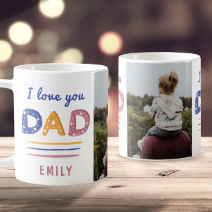 Caneca De Café Cute Love You Colortive Typografia Foto Pai Colori