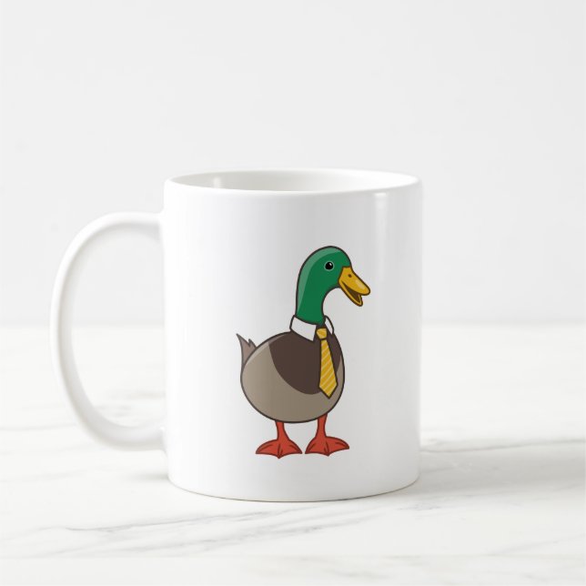 Caneca De Café Cute Mallard Duck White Collar Necktie (Esquerda)
