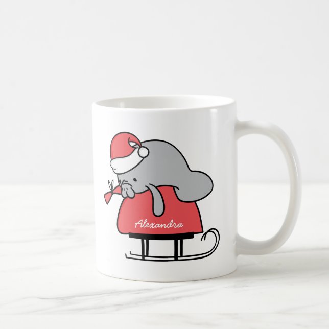 Caneca De Café Cute Manatee Nome de Natal Mug (Direita)