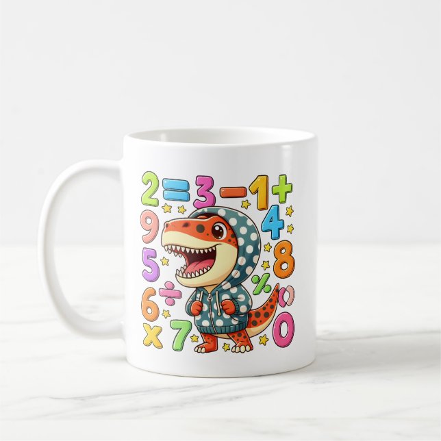 Caneca De Café Cute Maths Dinosaur Numbers Mug for Kids (Esquerda)