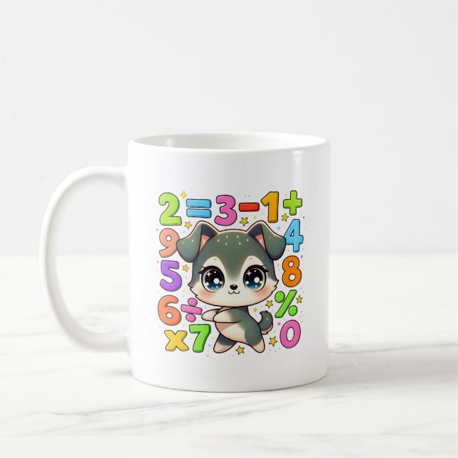 Caneca De Café Cute Maths Puppy Numbers Mug for Kids (Esquerda)